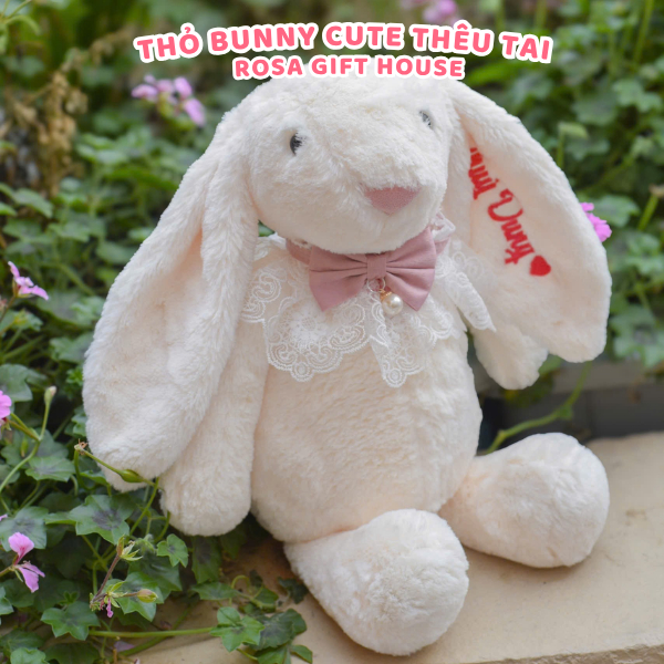 Set Quà Tặng Thỏ Bunny 40cm Thêu Tên Riêng – Gấu Bông Bunny Cao Cấp Kèm Thiệp Và Hộp Quà Cực Xinh