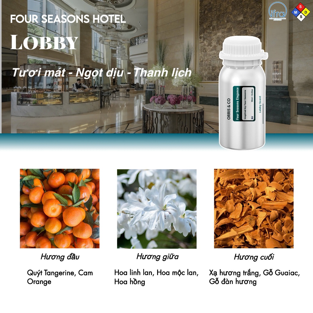 [Chiết] Tinh Dầu Khách Sạn 5 sao - Mùi Hương Khách Sạn Four Seasons - Cho Không Gian Hiện Đại