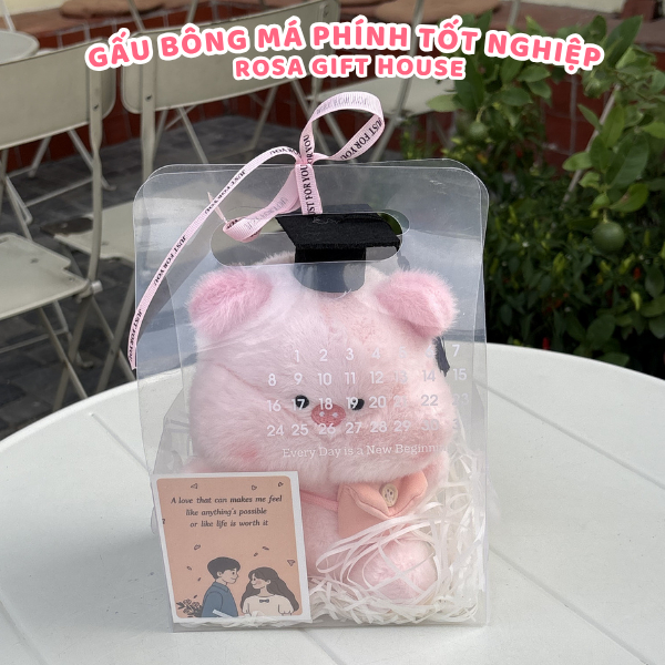 Set Quà Tặng Gấu Bông Má Phính Tốt Nghiệp Siêu Cute – Kèm Túi Quà Trong Suốt Sang Trọng, Ý Nghĩa