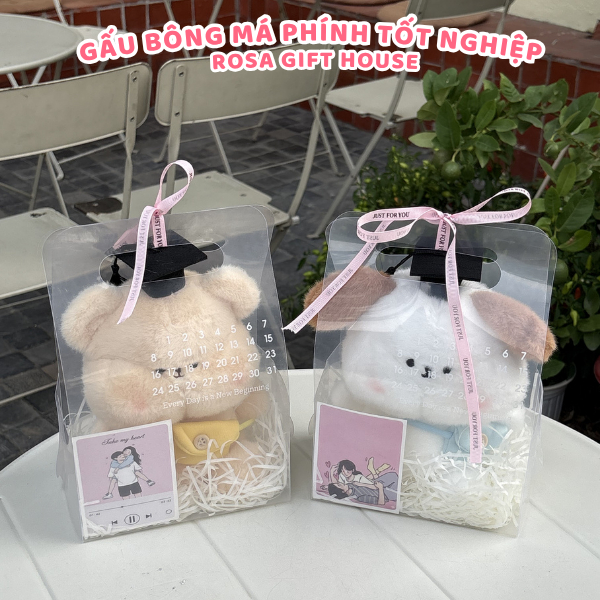 Set Quà Tặng Gấu Bông Má Phính Tốt Nghiệp Siêu Cute – Kèm Túi Quà Trong Suốt Sang Trọng, Ý Nghĩa