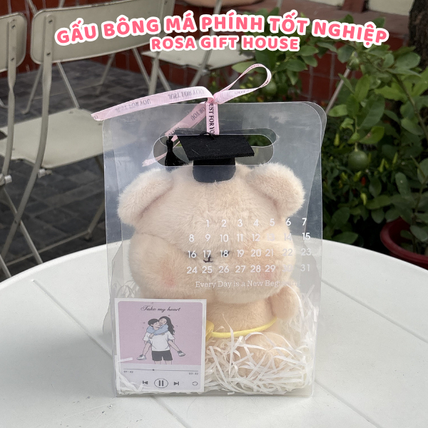 Set Quà Tặng Gấu Bông Má Phính Tốt Nghiệp Siêu Cute – Kèm Túi Quà Trong Suốt Sang Trọng, Ý Nghĩa