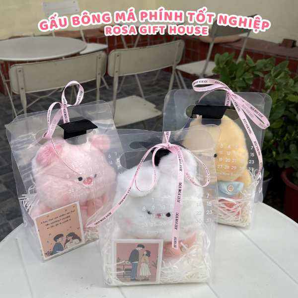 Set Quà Tặng Gấu Bông Má Phính Tốt Nghiệp Siêu Cute – Kèm Túi Quà Trong Suốt Sang Trọng, Ý Nghĩa
