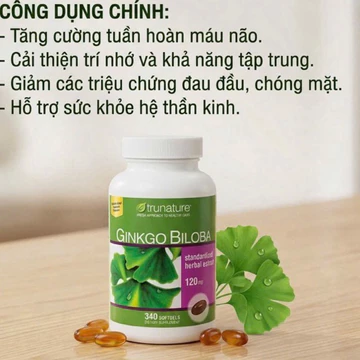 Viên Uống Bổ Não Trunature Ginkgo Biloba 120mg 340 Viên
