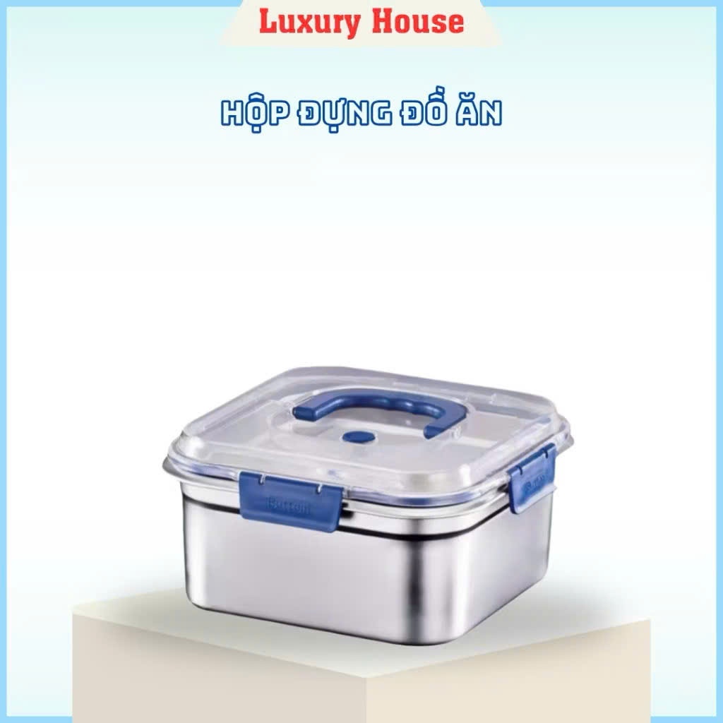 Hộp đựng thực phẩm inox 304 – Nắp khóa kín 4 cạnh, có quai xách, giữ thực phẩm tươi ngon