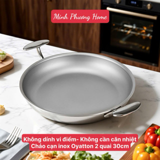 [Chính hãng] Chảo cạn inox không dính vi điểm Oyatton [846] 28/30cm, không cần căn nhiệt, chống dính trọn đời O846