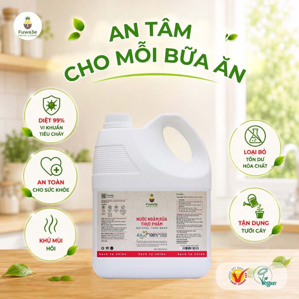 Nước Ngâm Rau Củ Quả Fuwa3e 3.8L Sinh Học Enzyme Lên Men Tự Nhiên Từ Vỏ Dứa An Toàn Cho Cả Gia Đình