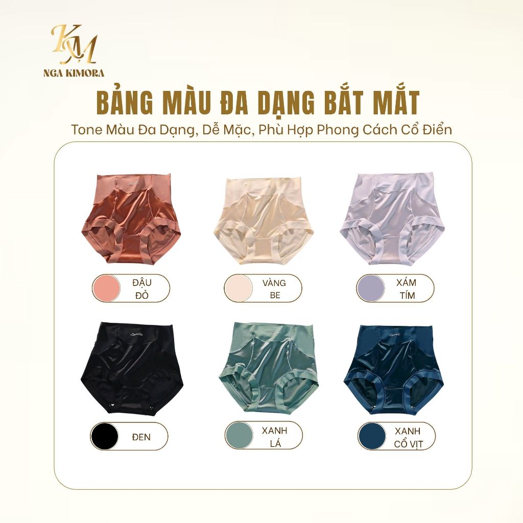Quần lót nữ su lụa satin,combo 3-5 chiếc cạp cao,  nâng hông,cao cấp  M7