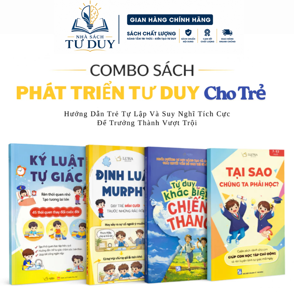 Bìa sách Combo Kỷ Luật Tự Giác + Định Luật Murphy + Tại Sao Chúng Ta Phải Học + Tư Duy Khác Biệt Để Chiến Thắng - Combo 2
