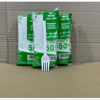 ( Loại 1 - Cao Cấp ) - Combo 50 Cái Nĩa Nhựa Trắng Cao Cấp 50C/ Túi Cứng Cáp