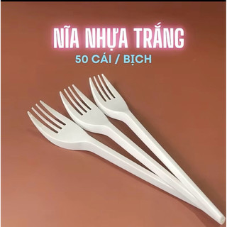 ( Loại 1 - Cao Cấp ) - Combo 50 Cái Nĩa Nhựa Trắng Cao Cấp 50C/ Túi Cứng Cáp