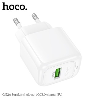 Cốc Sạc Hoco CS52A cổng USB-A QC3.0 18W, chân tròn EU (Trắng) - Phụ Kiện Nhất Tín