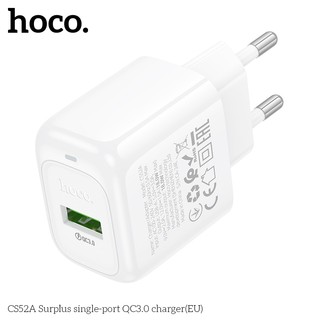 Cốc Sạc Hoco CS52A cổng USB-A QC3.0 18W, chân tròn EU (Trắng) - Phụ Kiện Nhất Tín