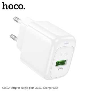 Cốc Sạc Hoco CS52A cổng USB-A QC3.0 18W, chân tròn EU (Trắng) - Phụ Kiện Nhất Tín