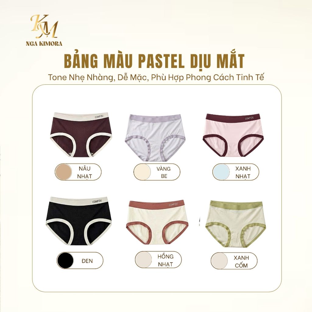 Quần lót kháng khuẩn hộp 6 chiếc  axit lactic chocolate 7a, mềm mịn, siêu mềm, cảm giác như da sữa,
