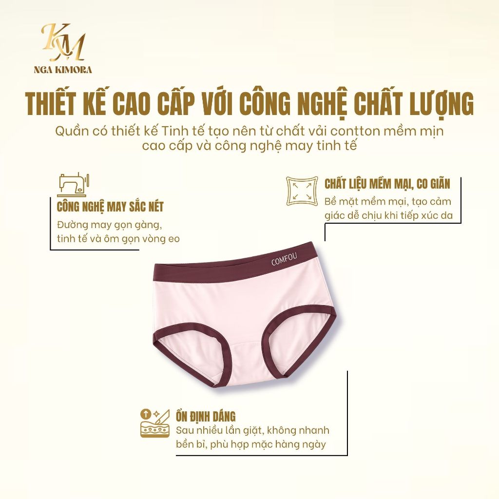 Quần lót kháng khuẩn hộp 6 chiếc  axit lactic chocolate 7a, mềm mịn, siêu mềm, cảm giác như da sữa,
