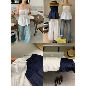 WGWE | Áo ống quây ren móc phối nơ, dáng bí sexy – W9577#