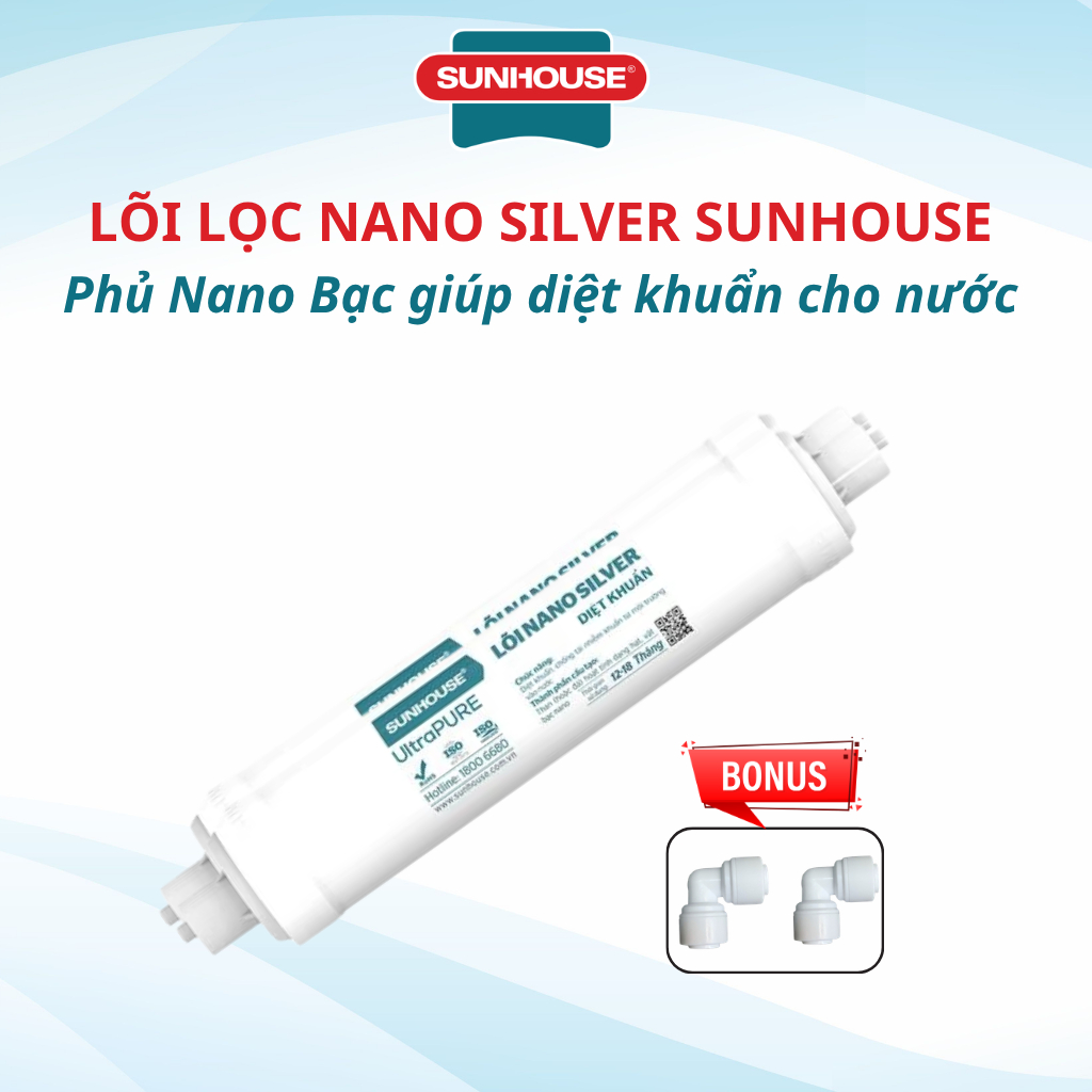 Lõi Chức Năng Nano Silver Sunhouse Cấu Tạo Từ Than Phủ Nano Bạc Giúp Diệt Khuẩn Cho Nước Mẫu Mới Cắm Nhanh Có Mã QR