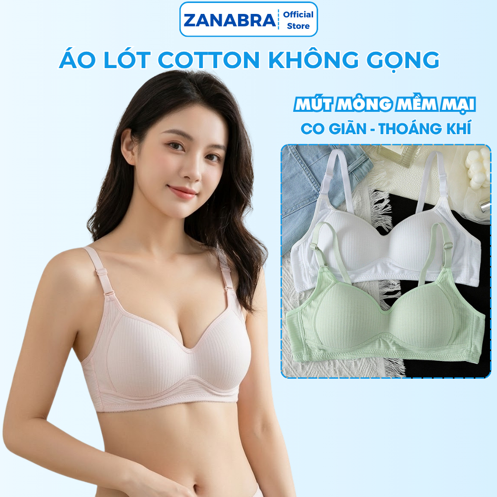 Áo ngực nữ không gọng chất cotton mềm mại, áo lót nữ sinh mút mỏng mặc áo dài không lộ ZANABRA A414