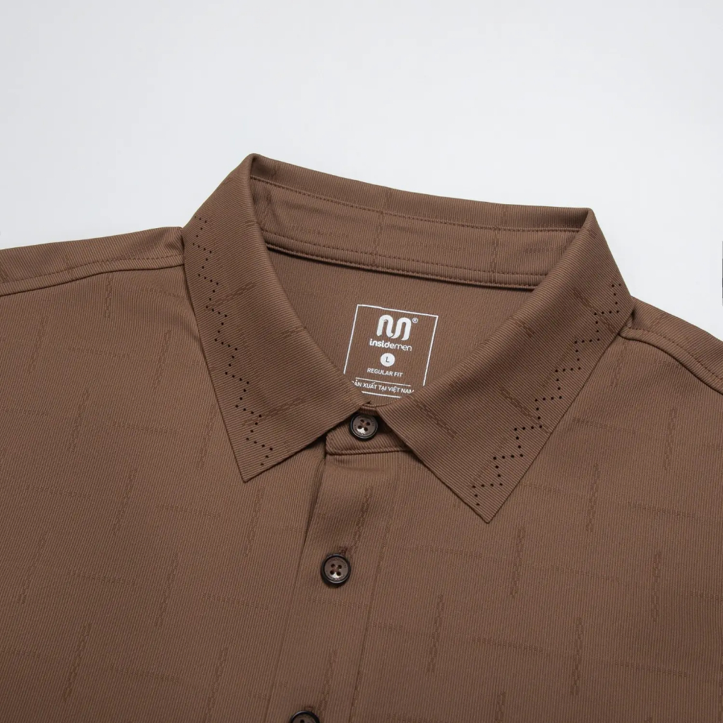 Áo Polo màu nâu Nam Insidemen Regular Fit mềm mai, co giãn IPS103AS2