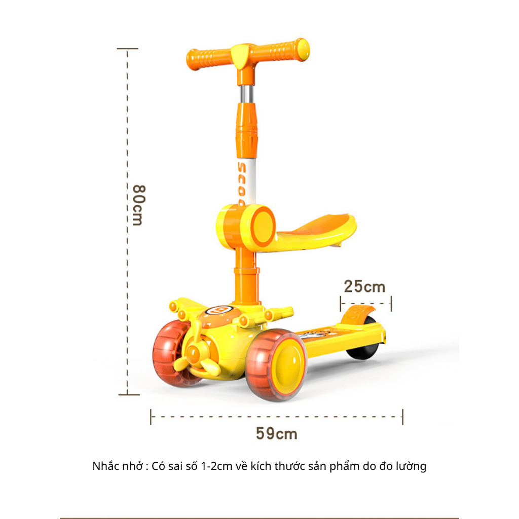 {XCTN-10-11-12}MYA KIDS Xe Trượt Scooter cho bé 2-10 tuổi , Xe Trượt SCOTTER 3 Trong 1 Có Ghế Ngồi + Có Đèn Và Nhạc