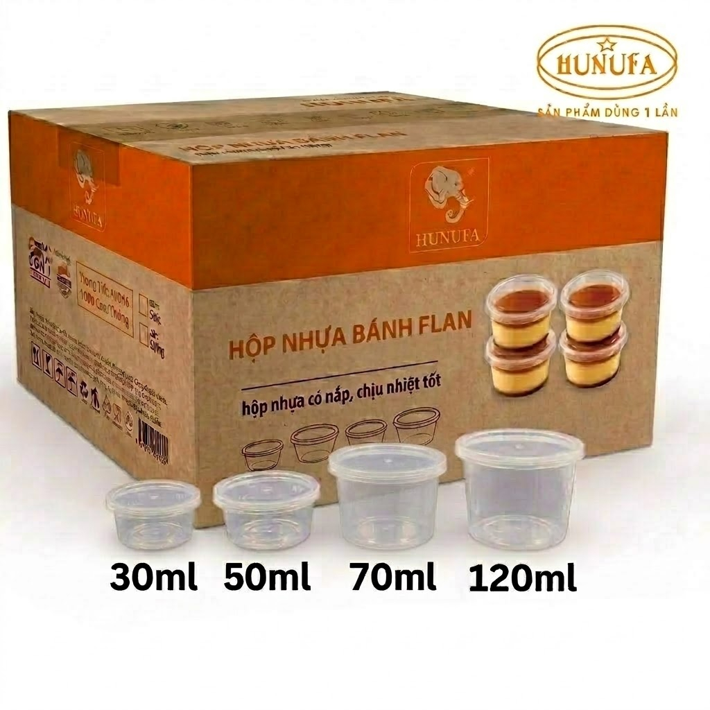 Sỉ 100 Hộp bánh flan Hunufa 35ml, 50ml, 70ml, 120ml – Hộp nhựa trong ...