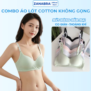 Combo 3 Áo Ngực Nữ Mút Mỏng - Áo Lót Nữ Không Gọng Cotton Kẻ Sọc, Mặc Nhẹ Thoải Mái ZANABRA A414