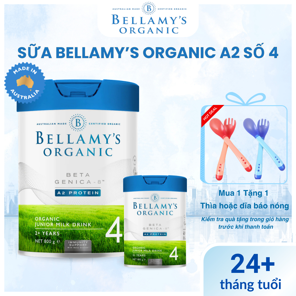 Sữa Bellamy Organic A2 Số 4 ,Từ 2 Tuổi – Phát triển trí não,Hỗ Trợ