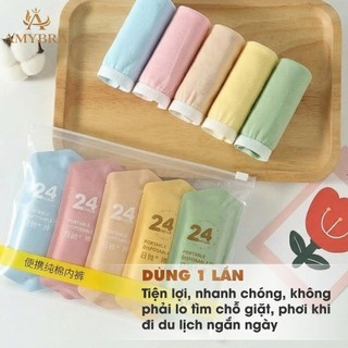 Combo 5 Quần Lót Tiện Lợi Sử Dụng 1 Lần, Quần Lót Nữ Cotton Kháng Khuẩn Túi Zip Riêng Biệt AMYBRA