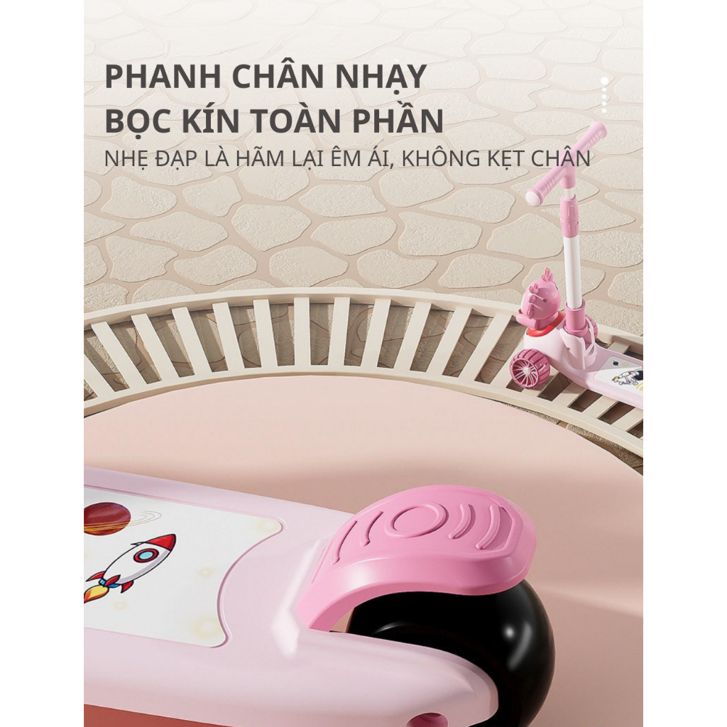 {XCT-18-19}Xe Trượt Scooter Cho Bé 2-10 Tuổi MYA KIDS, Xe Scooter Trẻ Em 3 Bánh Có Đèn Và Nhạc, Xe Trượt Scooter Ch