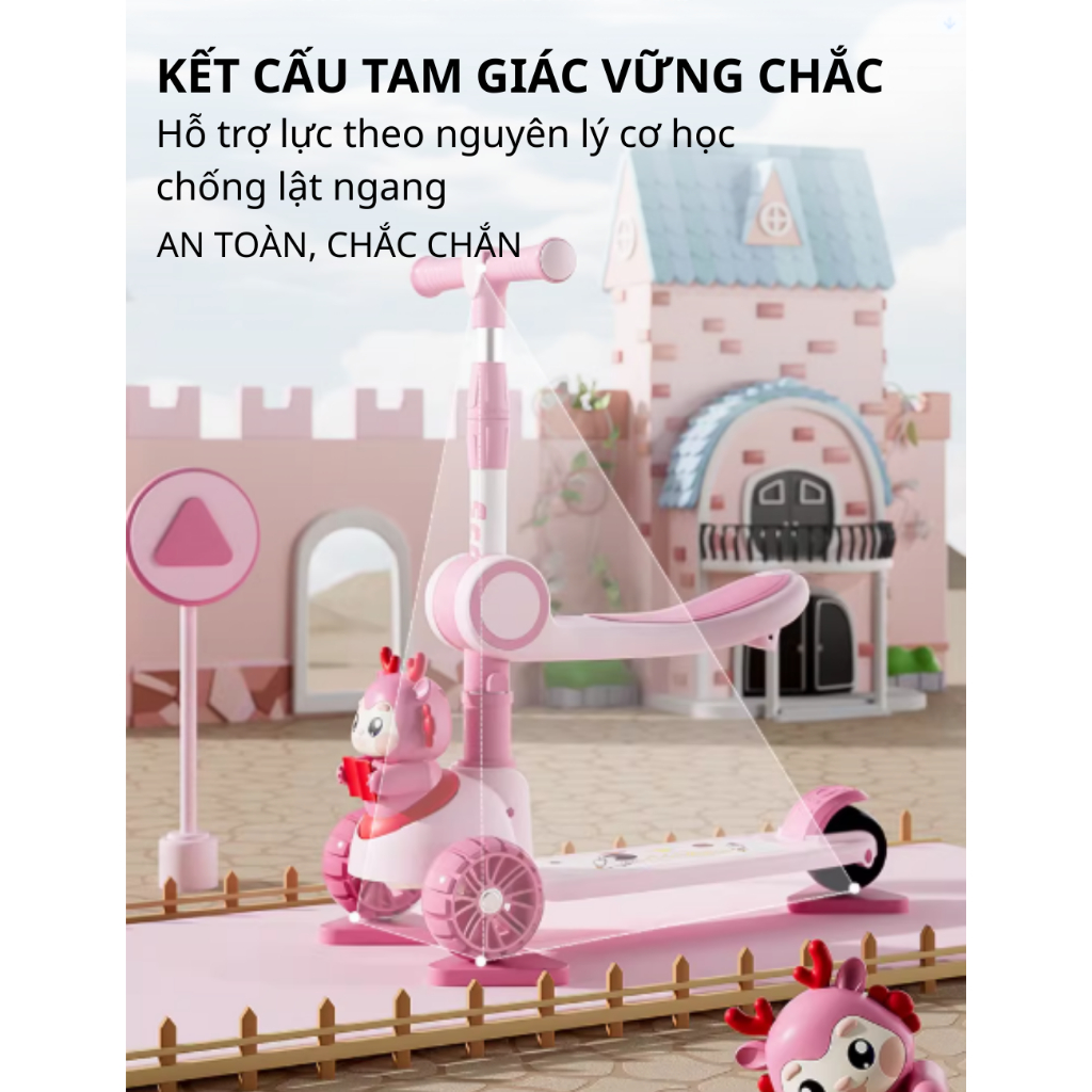 {XCT-18-19}Xe Trượt Scooter Cho Bé 2-10 Tuổi MYA KIDS, Xe Scooter Trẻ Em 3 Bánh Có Đèn Và Nhạc, Xe Trượt Scooter Ch