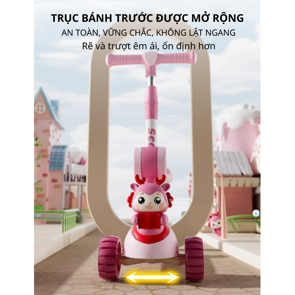{XCT-18-19}Xe Trượt Scooter Cho Bé 2-10 Tuổi MYA KIDS, Xe Scooter Trẻ Em 3 Bánh Có Đèn Và Nhạc, Xe Trượt Scooter Ch