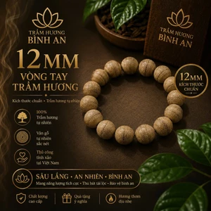 Vòng Trầm Hương Kiến Tự Nhiên 12 mm - Phân Khúc VIP Cao Cấp (Trầm Kiến Việt Nam) - Bình An Shop Hàng Chuẩn Xưởng