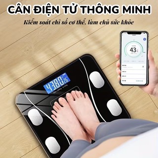 Cân Điện Tử Bluetooth 180Kg | Cân Thông Minh LCD Kính Cường Lực Đo Chính Xác Kết Nối Điện Thoại