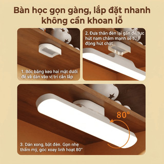 Đèn Học LED Proki 32CM Xoay 80° Bảo Vệ Mắt Chống Cận Sạc Pin Tích Điện USB 3 Chế Độ Sáng Gắn Tường Đèn Làm Việc Máy Tính