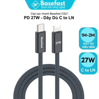 Cáp Sạc Nhanh 20W Basefast Bọc Dù Dài 1/2M Type-C-Thiết Bị Khác Cho Xr/Xs Max/11/12/13/14 Pro Max