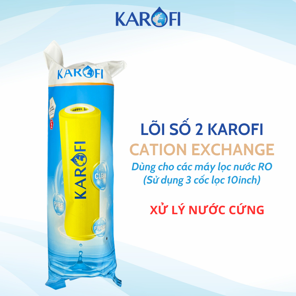Lõi Lọc Nước Số 2 Cation Ion Exchange Karofi Xử Lý Nước Cứng Chứa Nhiều Kim Loại Nặng Dùng Cho Máy Lọc Nước RO