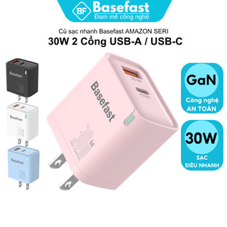 Củ Sạc Nhanh 30W và 20W Basefast B32 Cốc Sạc 2 Cổng Siêu Bền Có Đèn Báo Cho Samsung/Oppo/Xiaomi
