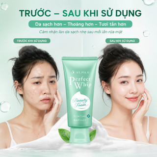 Sữa Rửa Mặt Senka Perfect Whip Làm Sạch Sâu Dưỡng Ẩm, Hỗ Trợ Trắng Sáng Cho Mọi Loại Da 120G