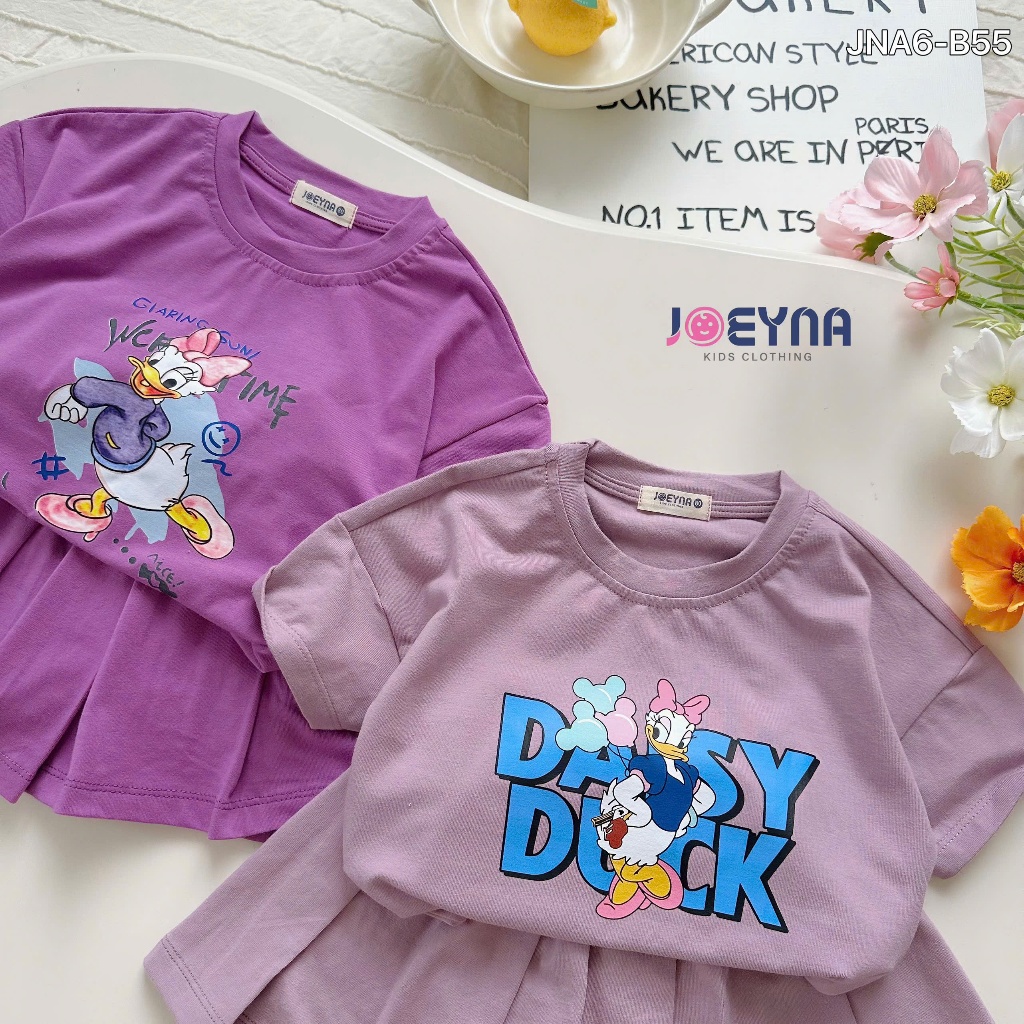 Set bộ cộc Joeyna B55 daisy duck chân váy xếp ly cho bé 8-24kg