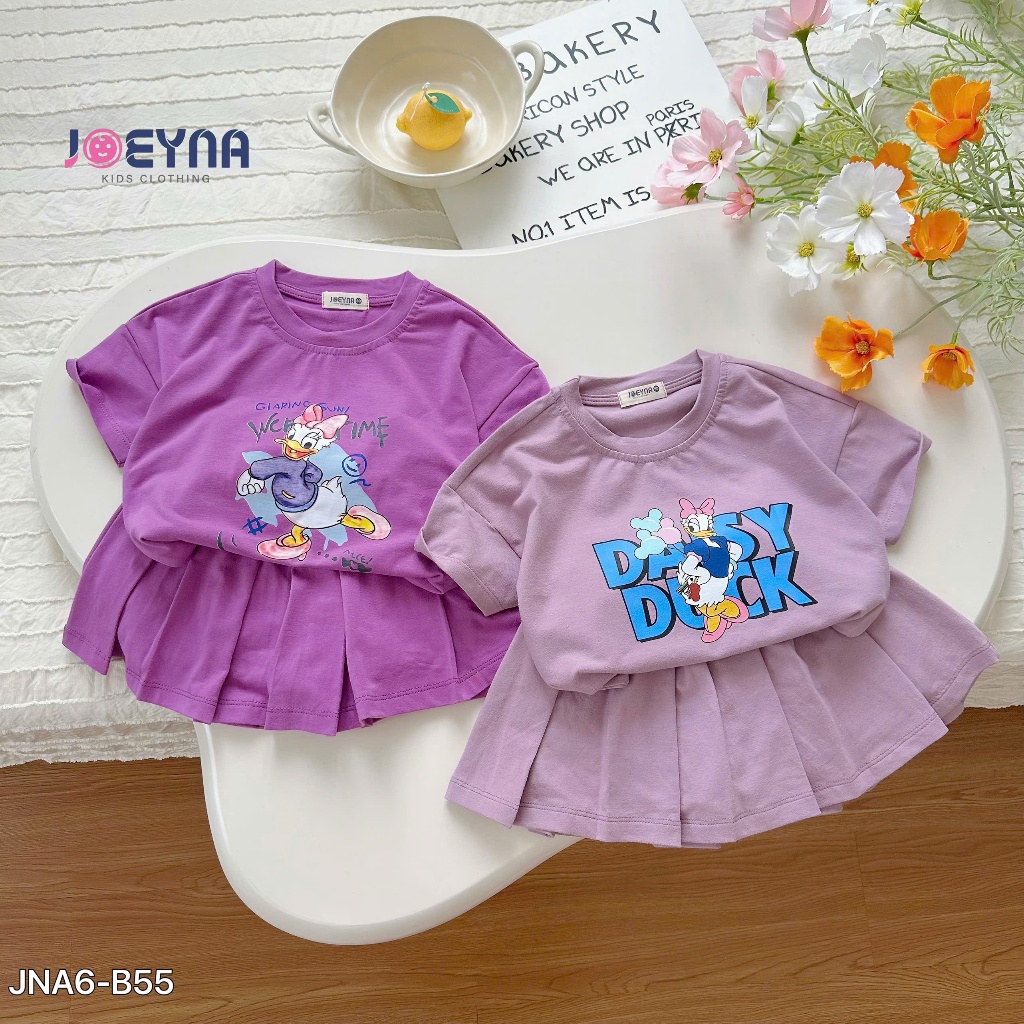 Set bộ cộc Joeyna B55 daisy duck chân váy xếp ly cho bé 8-24kg