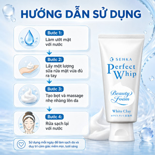Sữa Rửa Mặt Senka Perfect Whip Làm Sạch Sâu Dưỡng Ẩm, Hỗ Trợ Trắng Sáng Cho Mọi Loại Da 120G