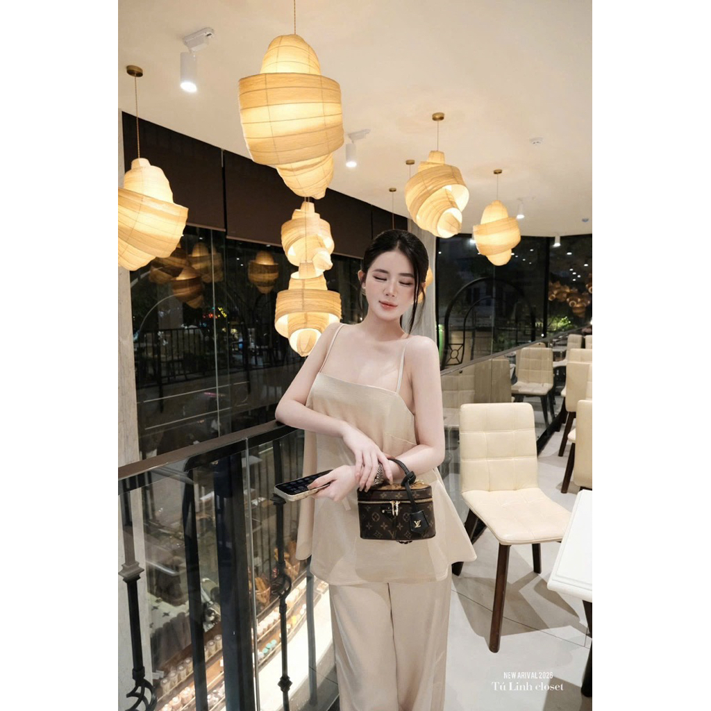 Set áo 2 dây xuông mix quần dài sang chảnh Hs180
