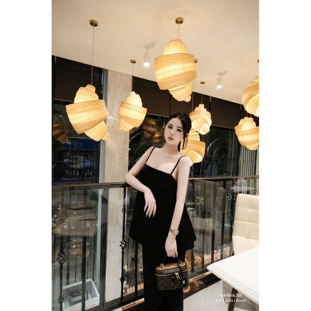 Set áo 2 dây xuông mix quần dài sang chảnh Hs180