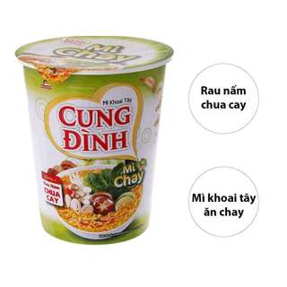 Thùng 24 ly mì chay Cung Đình rau nấm chua cay 70g