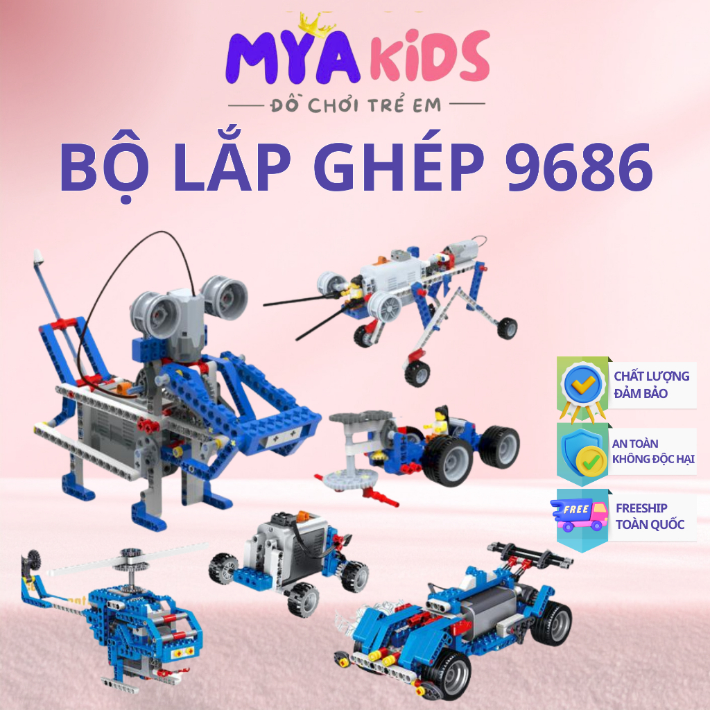 {LG-100}Bộ Lắp Ráp Kỹ Thuật 9686 Chi Tiết Có Động Cơ,Sách Hướng Dẫn ,Đồ Chơi Xếp Hình Trí Tuệ MYA KIDS