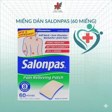 Cao dán Salonpas Mỹ - Miếng dán giảm đau vai gáy, xương khớp (Hộp 60 miếng)