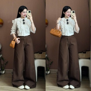 Quần Jeans Ống LOE rộng Quần Bò Ống Rộng màu nâu Choco cao cấp 7768 247Store