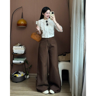 Quần Jeans Ống LOE rộng Quần Bò Ống Rộng màu nâu Choco cao cấp 7768 247Store