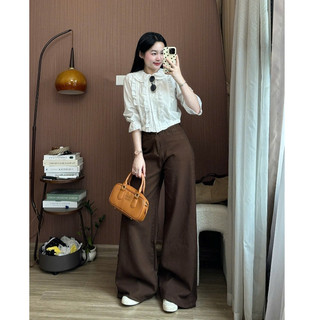 Quần Jeans Ống LOE rộng Quần Bò Ống Rộng màu nâu Choco cao cấp 7768 247Store