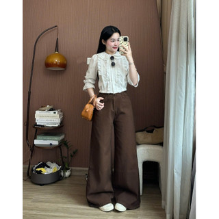 Quần Jeans Ống LOE rộng Quần Bò Ống Rộng màu nâu Choco cao cấp 7768 247Store